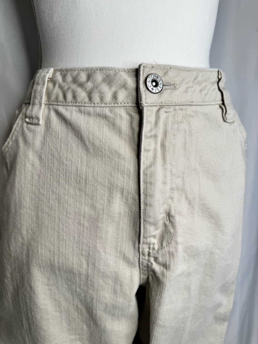 Cato Woman 22W Khaki Straight Leg Pants Stretch Denim Beige Casual Classic - Picture 2 of 16